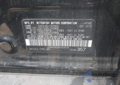 2019 Mitsubishi Outlander Sport 2.0 Se z USA, uszkodzony, nr VIN JA4AP4AU0KU002636